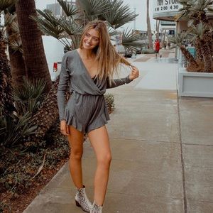 Grey cotton romper